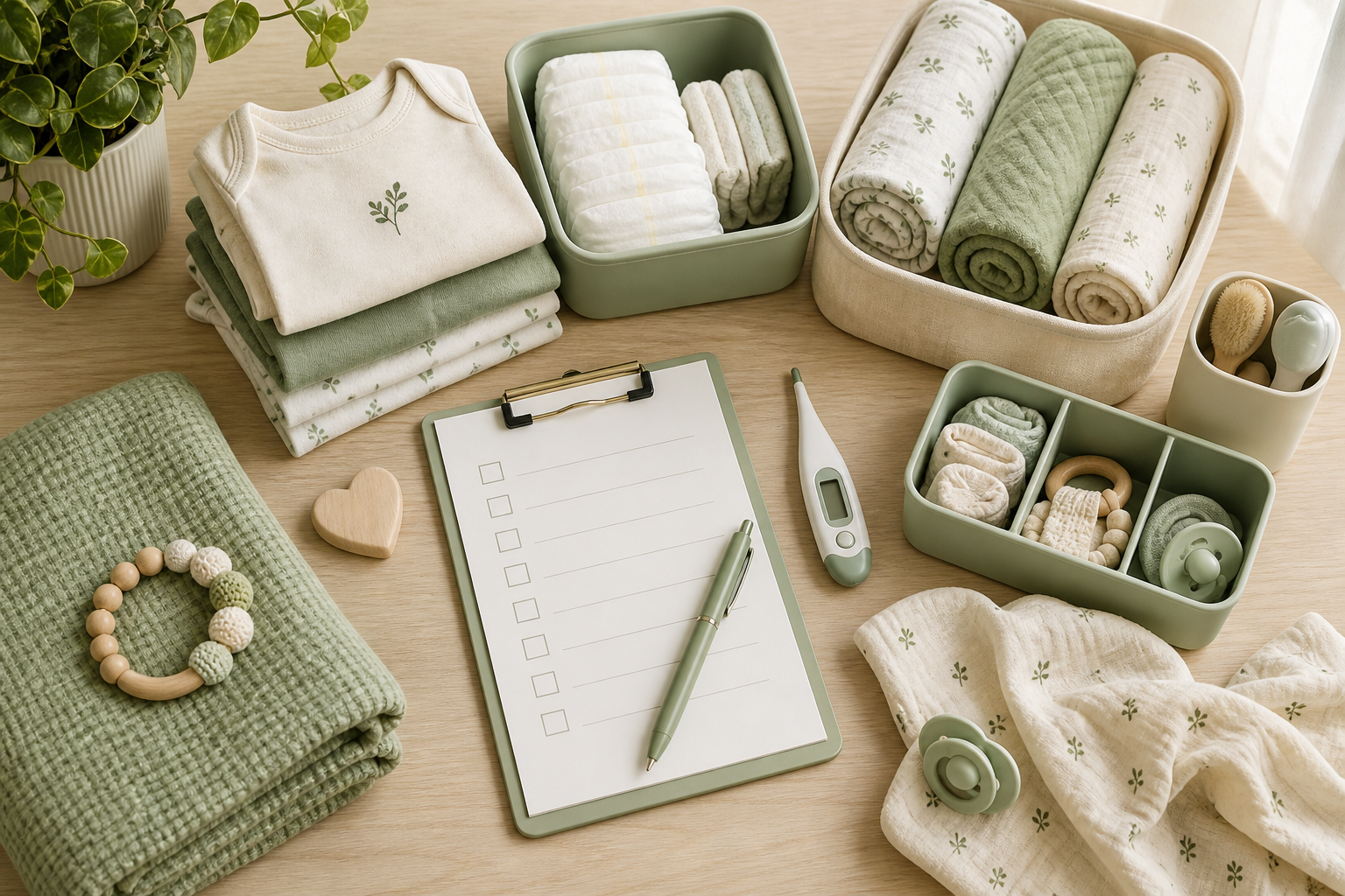 Calm minimalist nursery with crib and natural light
